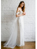 Sweetheart Neck Gold Lace Tulle Wedding Dress